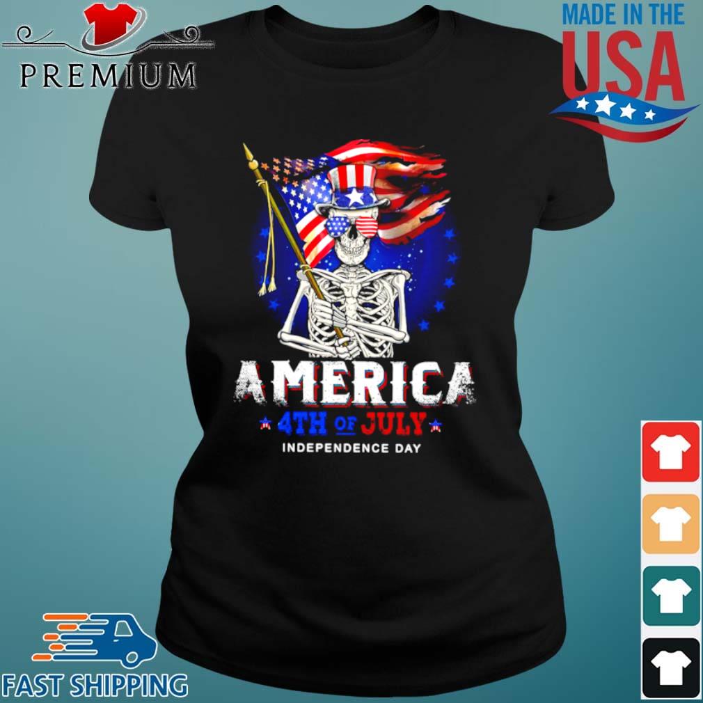 Skull Flag America 4th of July Independence Day Shirt Ladies den