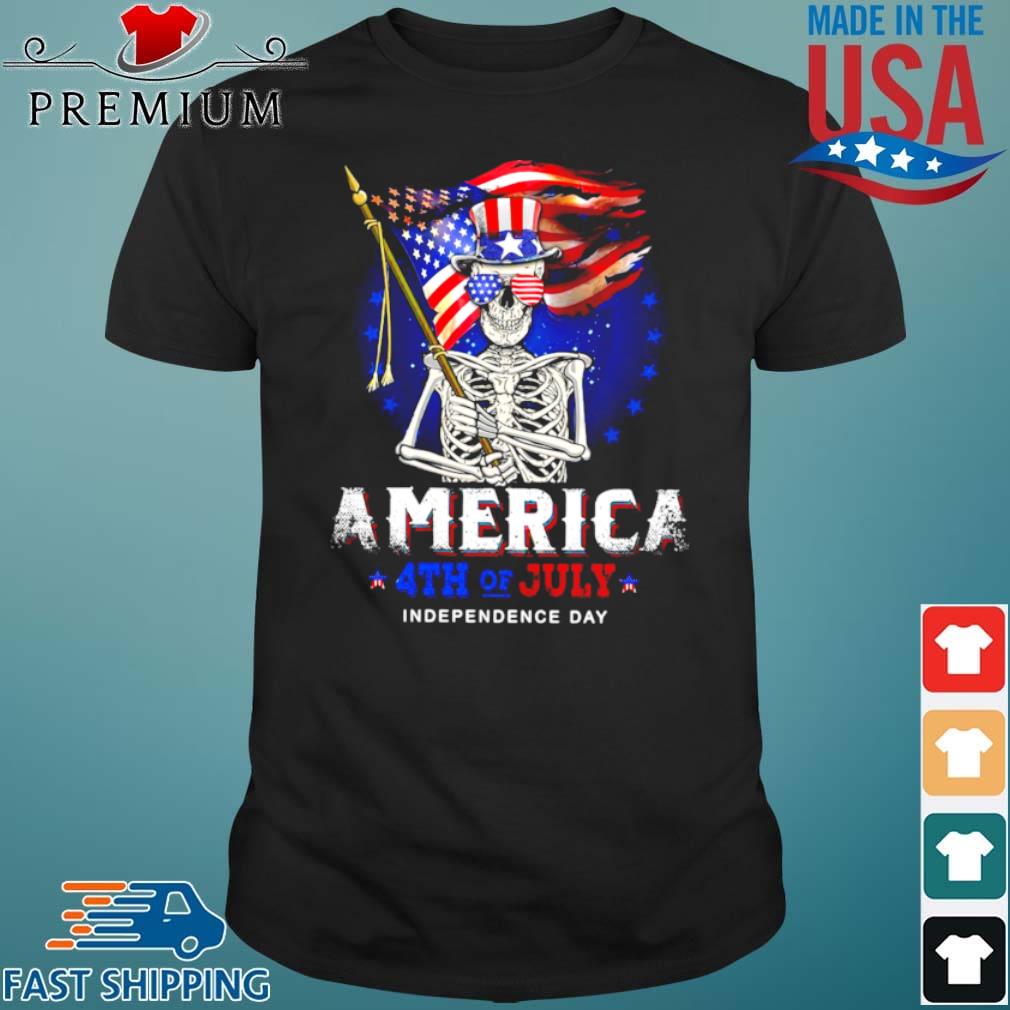 Skull Flag America 4th of July Independence Day Shirt