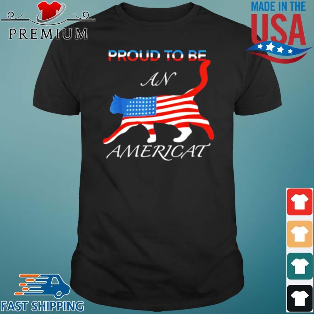 Proud To Be An Americat Cat American Flag 4th Of July Shirt