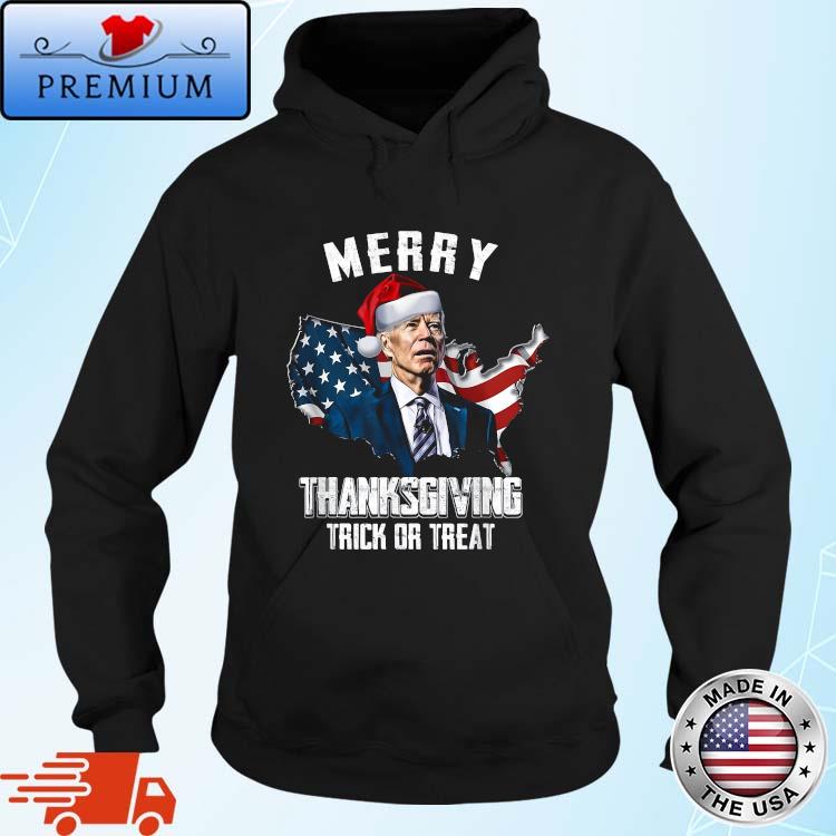 Santa Joe Biden Merry Thanksgiving USA Flag Anti Biden Shirt Hoodie