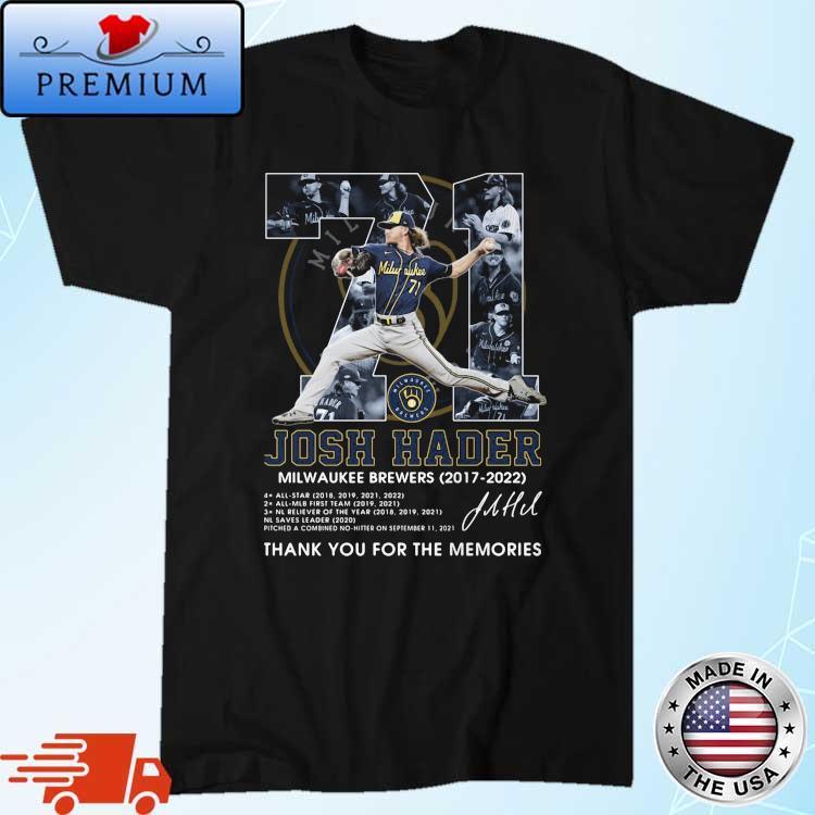 71 Josh Hader Milwaukee Brewers 2017 2022 Signature Thank You Shirt,Sweater,  Hoodie, And Long Sleeved, Ladies, Tank Top