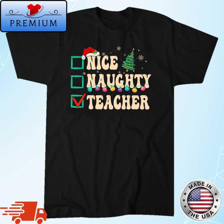 Hat Santa Nice Naughty Teacher Christmas Lights Sweater