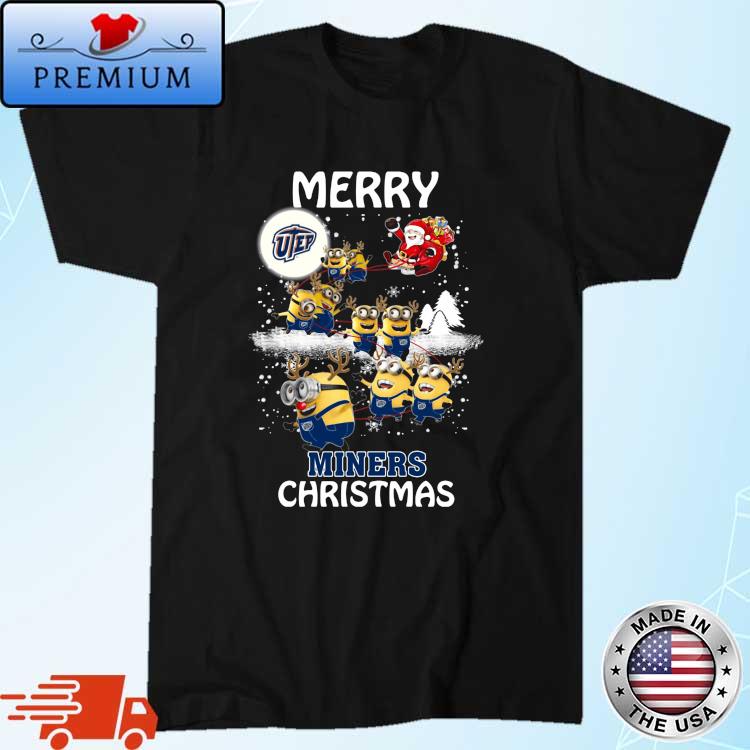 Santa Claus With Sleigh Minion Utep Miners Christmas Sweater