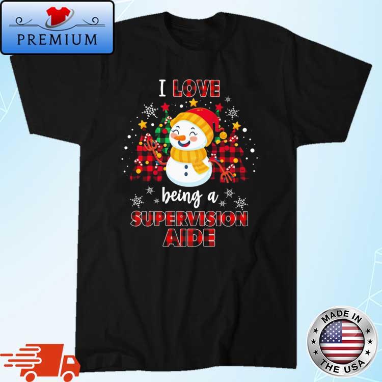 Snowman I Love Being A Supervision Aide Plaid Splicing Red Christmas Sweater