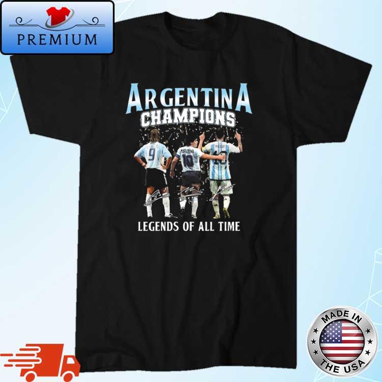 Argentina Champions Legends Of All Time Signatures 2022 Shirt