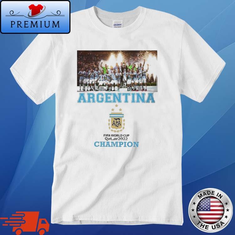 Argentina Football Squad Celebration Gold Medal 2022 World Cup Champion Shirt
