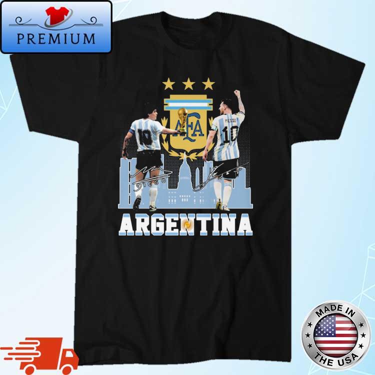Argentina Maradona And Messi Signatures shirt