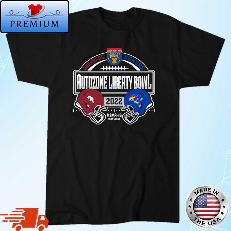 Arkansas Razorbacks vs. Kansas Jayhawks 2022 Autozone Liberty Bowl Matchup Shirt
