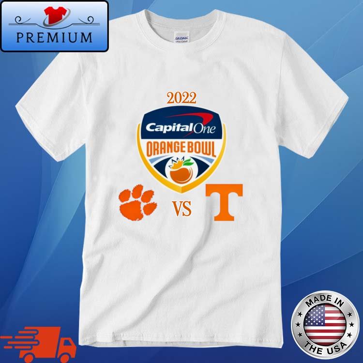 Clemson Tigers Vs Tennessee Volunteers Capital One 2022 Orange Apparel Bowl Match-up Shirt