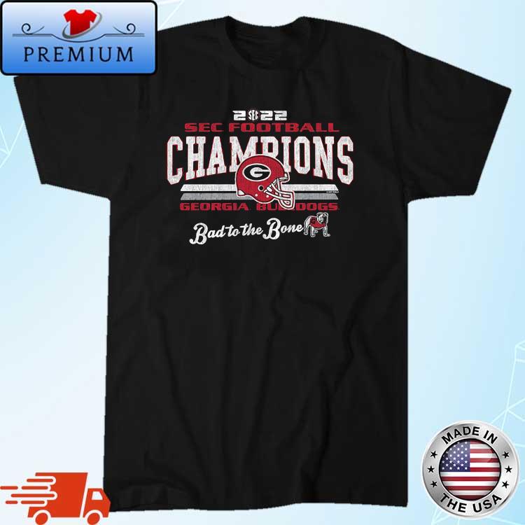 Georgia Bulldogs 2022 SEC Football Conference Champions Stripes Bad To The Bone Shirt
