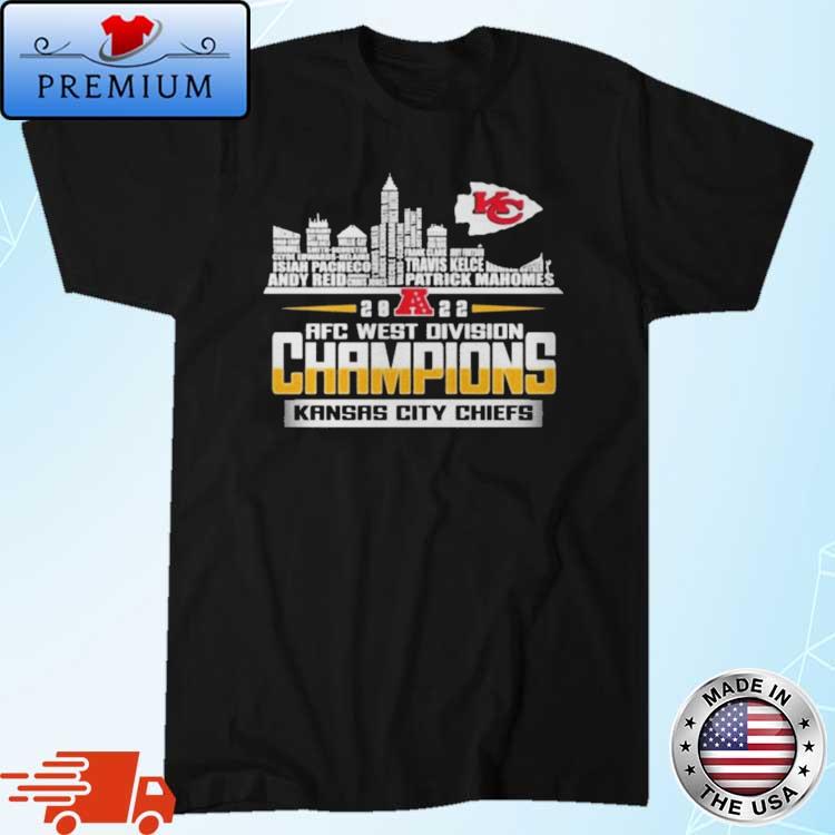 Official Kansas City Chiefs 2022 AFC West Division Champions Players Name Skyline Shirt