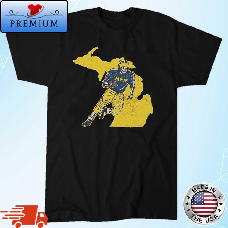Skeleton Men Michigan Wolverines Football Map Shirt