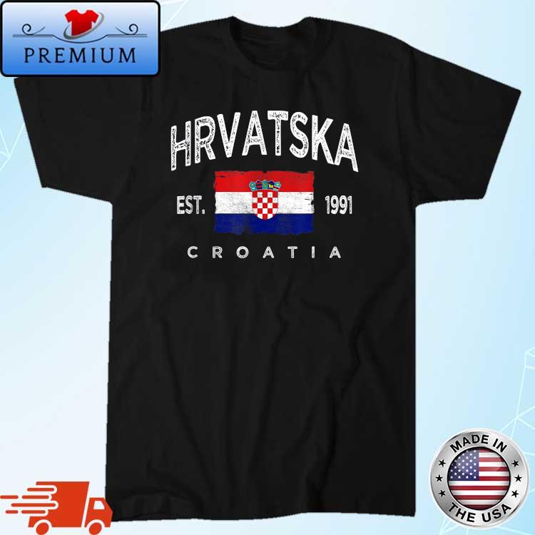 Vintage Croatia Croatian Flag Hrvatska T-Shirt