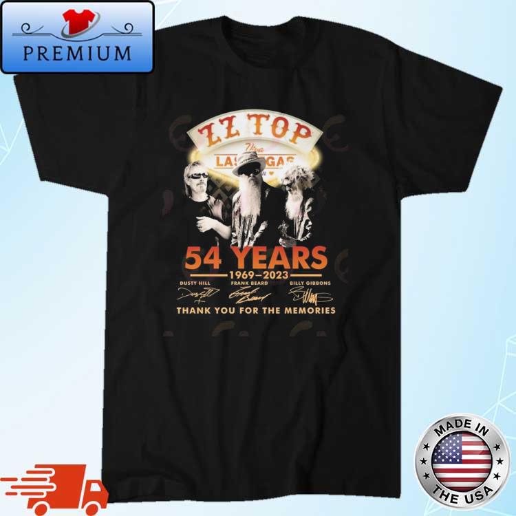 ZZ Top Viva Las Vegas 54 Years 1969 – 2023 Thank You For The Memories Signatures Shirt