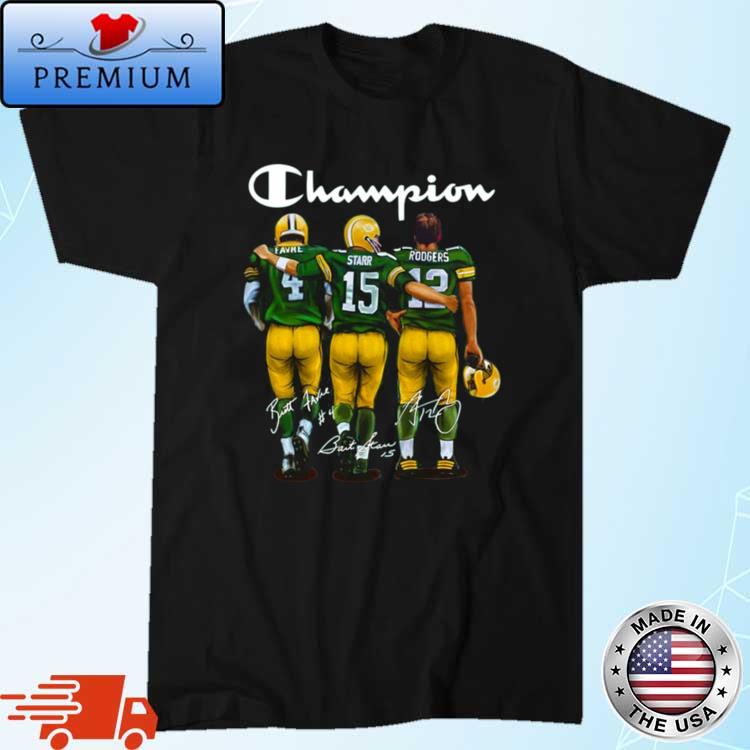 Official Champion Green Bay Packers Starr 15 Rodgers 12 Favre 4 Signatures  2023 Shirt,Sweater, Hoodie, And Long Sleeved, Ladies, Tank Top