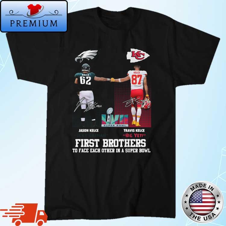 Jason Kelce Sexy Batman Travis Kelce Big Yeti First Brothers To Face Each Other In A Super Bowl LVII Signatures Shirt
