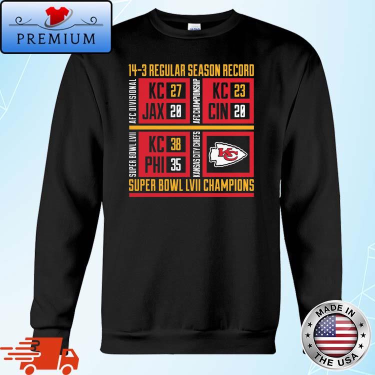 Official Kansas City Chiefs Super Bowl Lvii Champions Scoreboard Showcase  T-shirt Hoodie