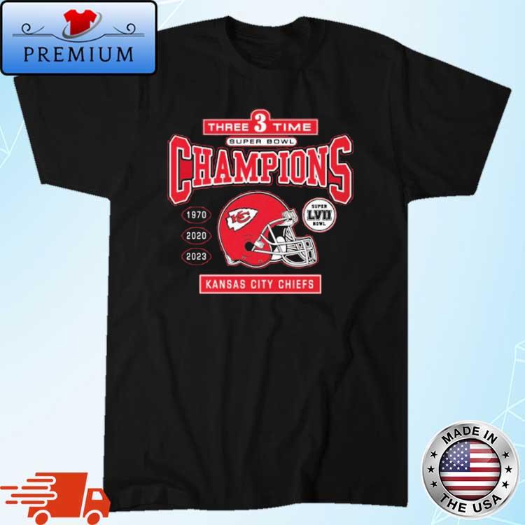 Kansas city chiefs 3x super bowl 1970 2020 2023 logo shirt