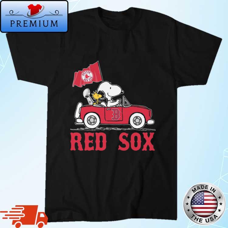 Snoopy and Woodstock driving car Boston Red Sox shirt, hoodie