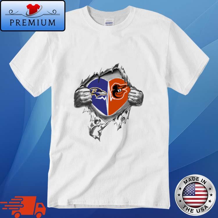 Baltimore Orioles Baltimore Ravens logo in heart Shirt - Bring