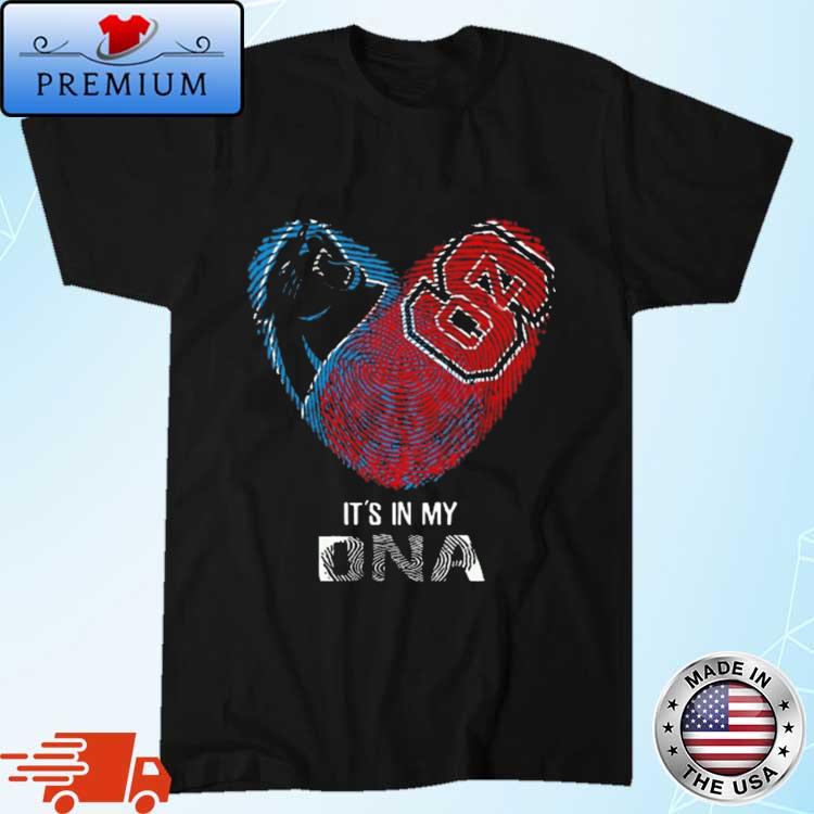 Carolina Panthers And North Carolina State Heart It's In My Dna 2023 T-shirt,Sweater,  Hoodie, And Long Sleeved, Ladies, Tank Top