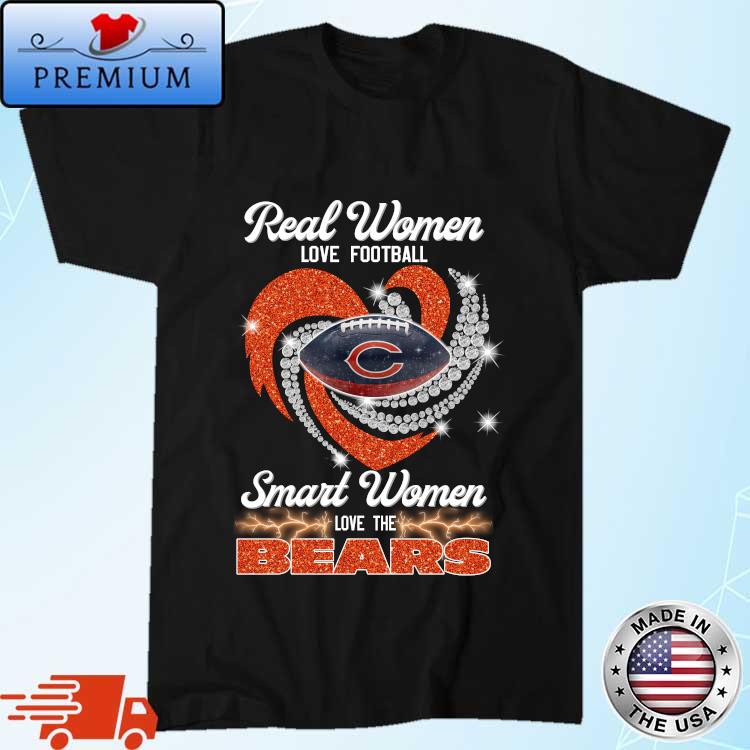 Real women love football smart women love the Chicago Bears heart diamond  t-shirt, hoodie, sweater, long sleeve and tank top