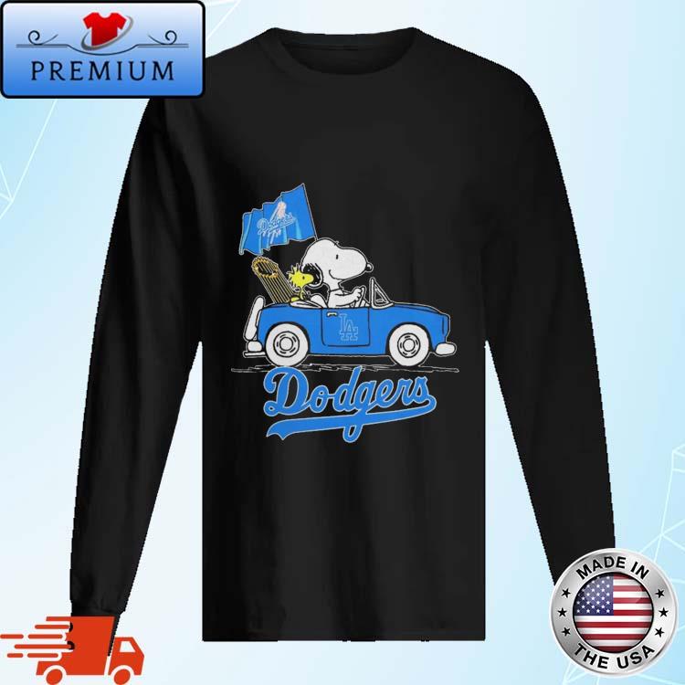 Snoopy And Woodstock Riding Car Los Angeles Dodgers 2023 Art Shirt