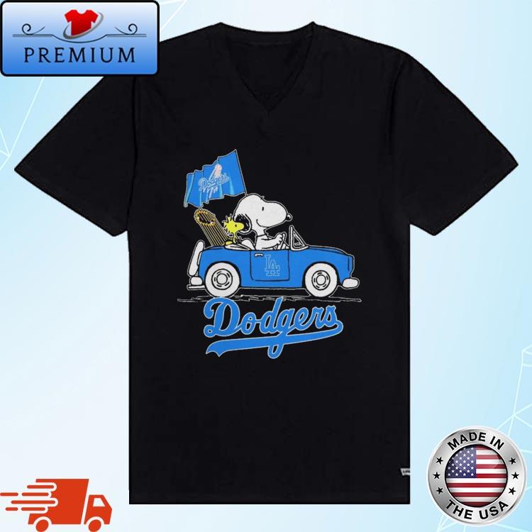 Snoopy and Woodstock riding car Los Angeles Dodgers 2023 shirt - Limotees