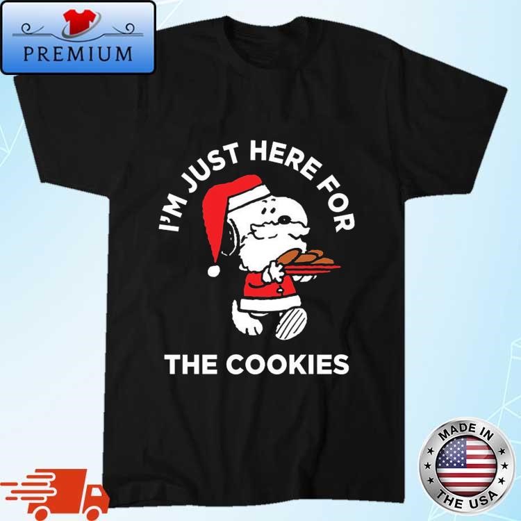 Official I'm Just Here For The Cookies Peanuts Santa Snoopy Dog Christmas 2023 Sweatshirt