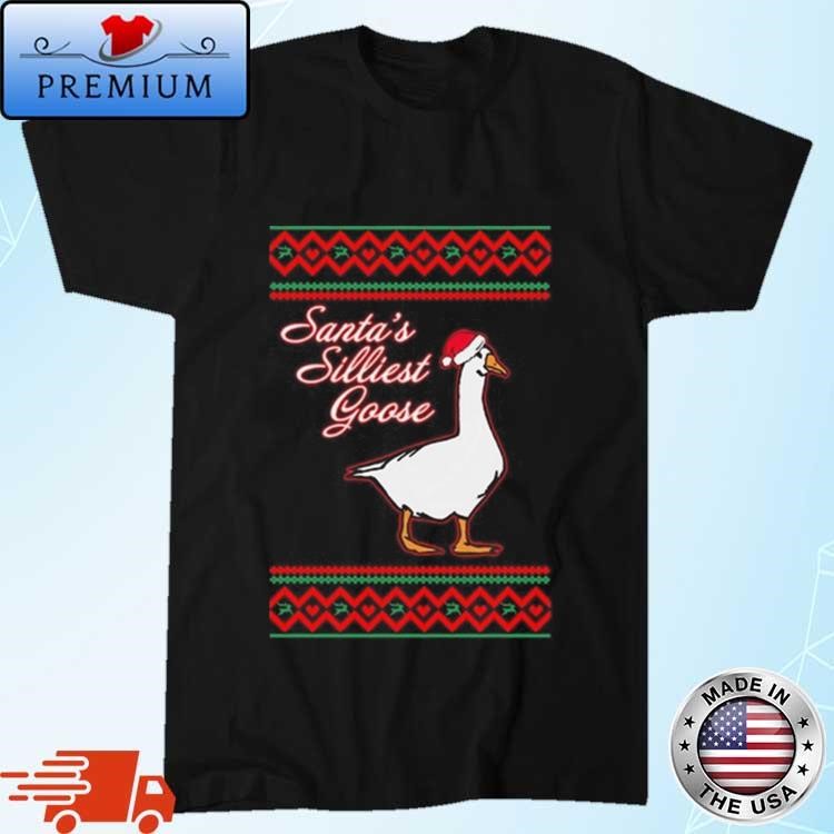 Official Santa's Silliest Goose Tacky Ugly Christmas Sweatshirt
