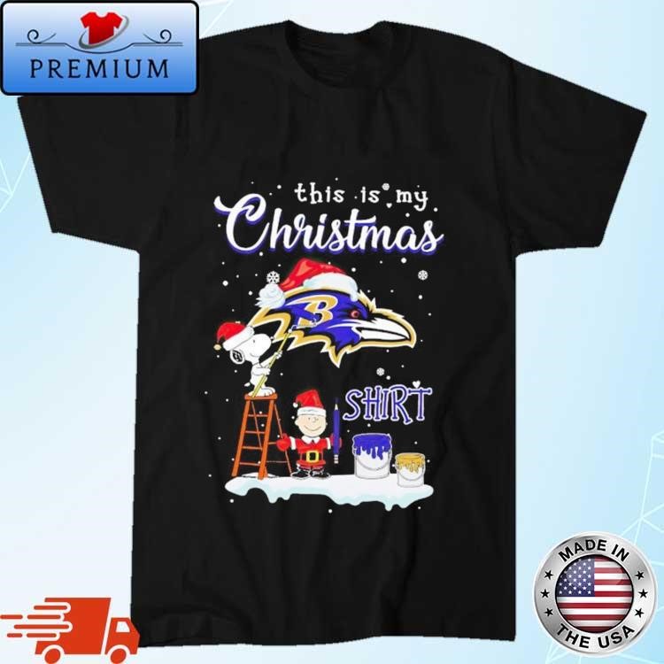 Official Snoopy And Charlie Brown NFL Baltimore Ravens This Is My Christmas Sweatshirt