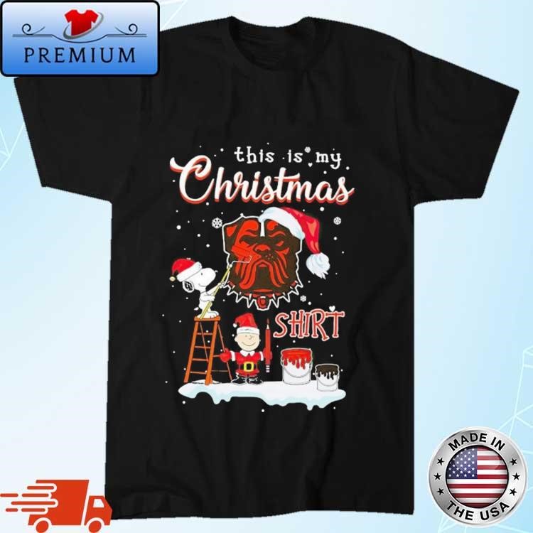 Official Snoopy And Charlie Brown NFL Cleveland Browns This Is My Christmas Sweatshirt