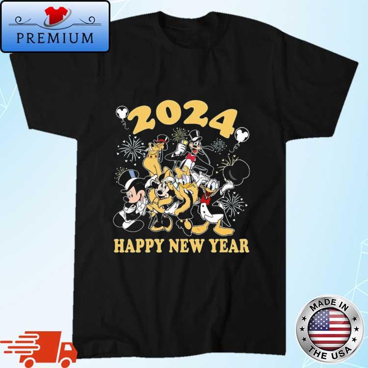 Mickey And Friends Happy New Year Fireworks Disney New Year's Eve Family 2024  Sweatshirt,Sweater, Hoodie, And Long Sleeved, Ladies, Tank Top