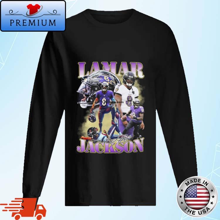 Official lamar Jackson Baltimore Ravens Football Signature Vintage 2024 Shirt Long Sleve