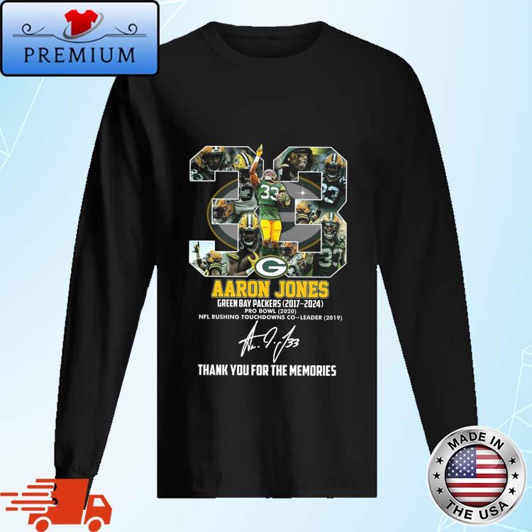Official aaron Jones Green Bay Packers 2017-2024 Thank You For The Memories Signature Shirt Long Sleve
