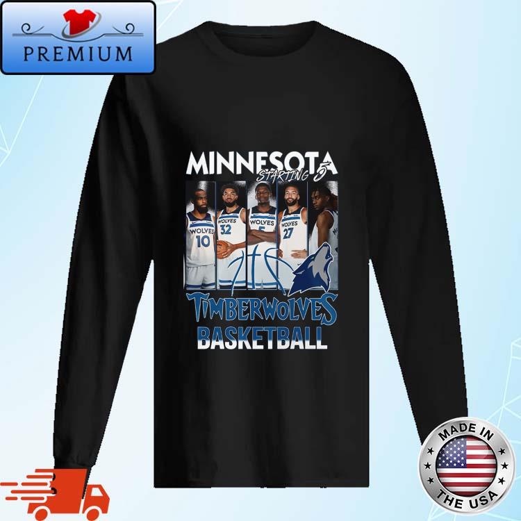 Official minnesota Timberwolves Starting 5 Basketball Shirt Long Sleve