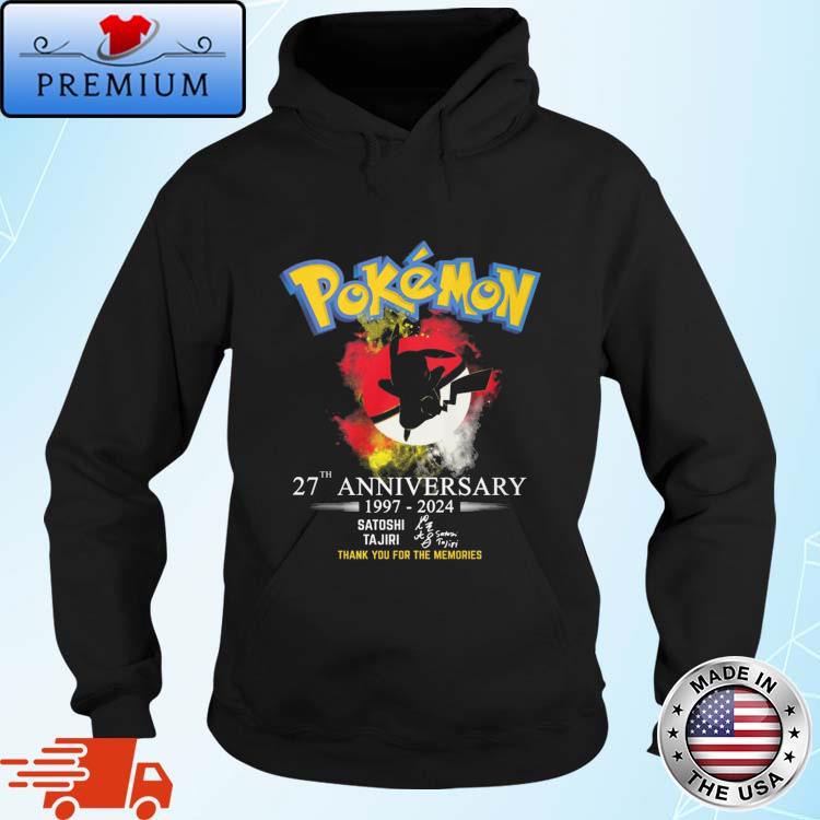 Official pokemon 27th Anniversary 1997-2024 Satoshi Tajiri Thank You For The Memories Signature Shirt Hoodie