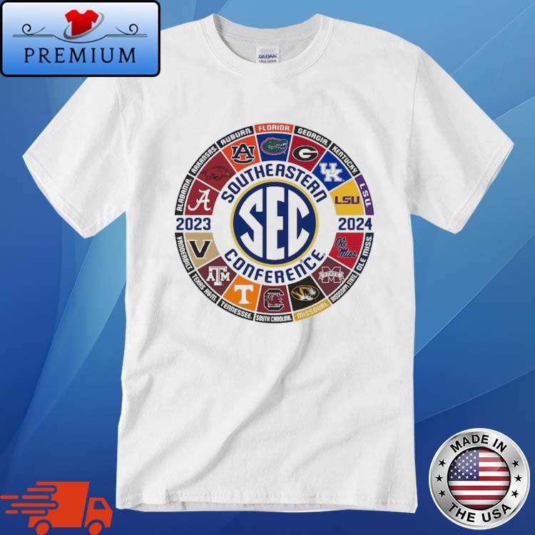 Official sEC Store Blue 84 White 2023 24 SEC Football All Team Logo Shirt