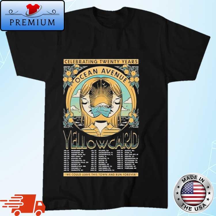 Official Yellowcard Ocean Avenue Celebrating 20 Years Tour 2024 Performance Schedule Shirt