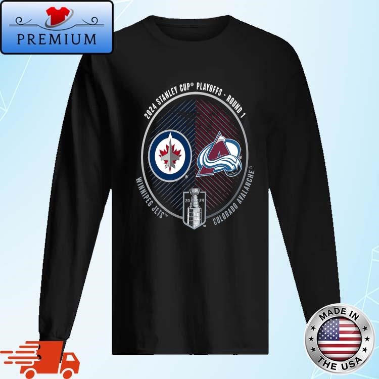 Official Winnipeg Jets vs. Colorado Avalanche Inglasco 2024 Stanley Cup Playoffs First Round Dueling Matchup Long Sleeve