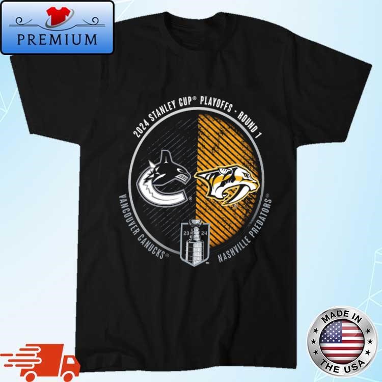 Official Vancouver Canucks vs. Nashville Predators Inglasco 2024 Stanley Cup Playoffs First Round Dueling Matchup Shirt
