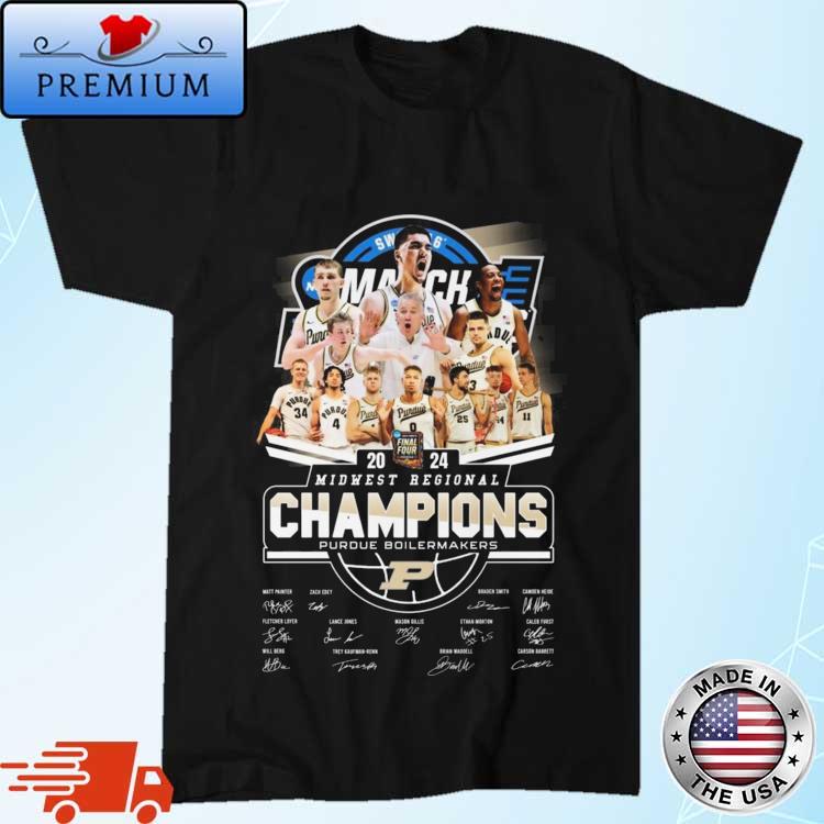 Official 2024 Midwest Regional Champions Purdue Boilermakers Signatures Shirt