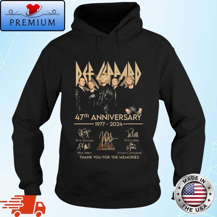Official Def Leppard 47th Anniversary 1977-2024 Thank You For The Memories Signatures Hoodie