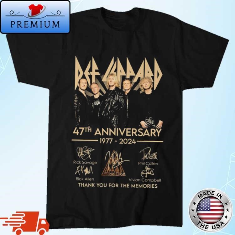 Official Def Leppard 47th Anniversary 1977-2024 Thank You For The Memories Signatures Shirt