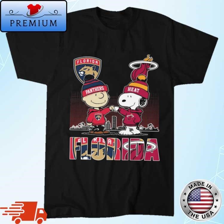 Official Florida Panthers Miami Heat Snoopy Proud Of State 2024 T-Shirt