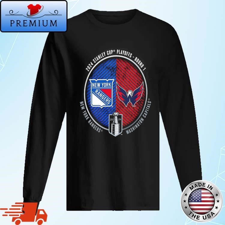 Official New York Rangers vs. Washington Capitals 2024 Stanley Cup Playoffs First Round Dueling Matchup Long Sleeve