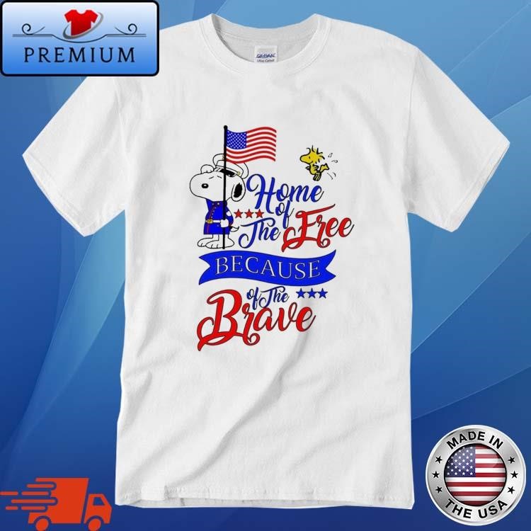 Official Snoopy Home Of The Free Because Of The Brave Independence Day T-Shirt