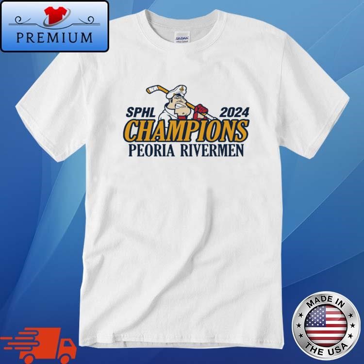 Official Sphl 2024 Champions Hockey Peoria Rivermen T-Shirt