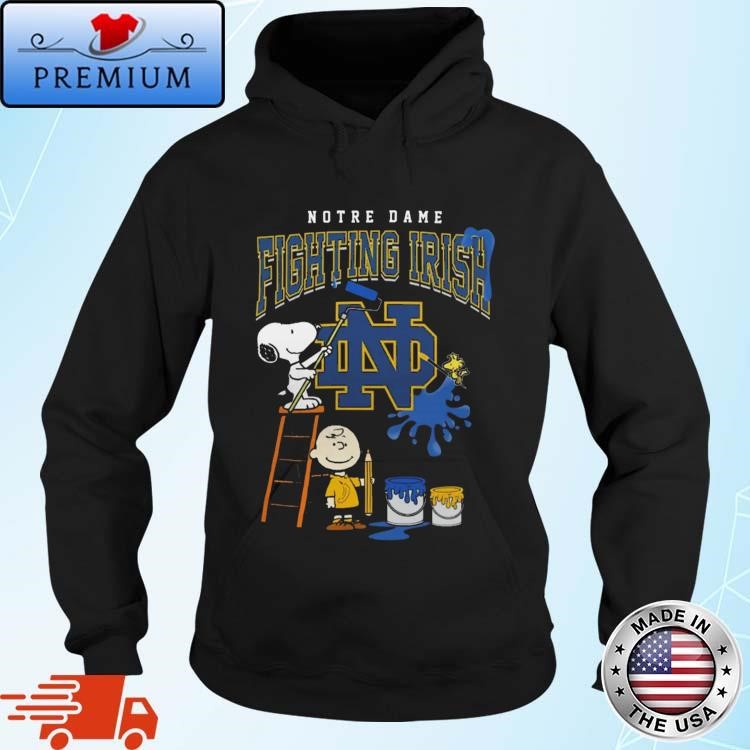 Official The Peanuts Charlie Snoopy And Woodstock Wall Paint Notre Dame Fighting Irish Hoodie Hoodie