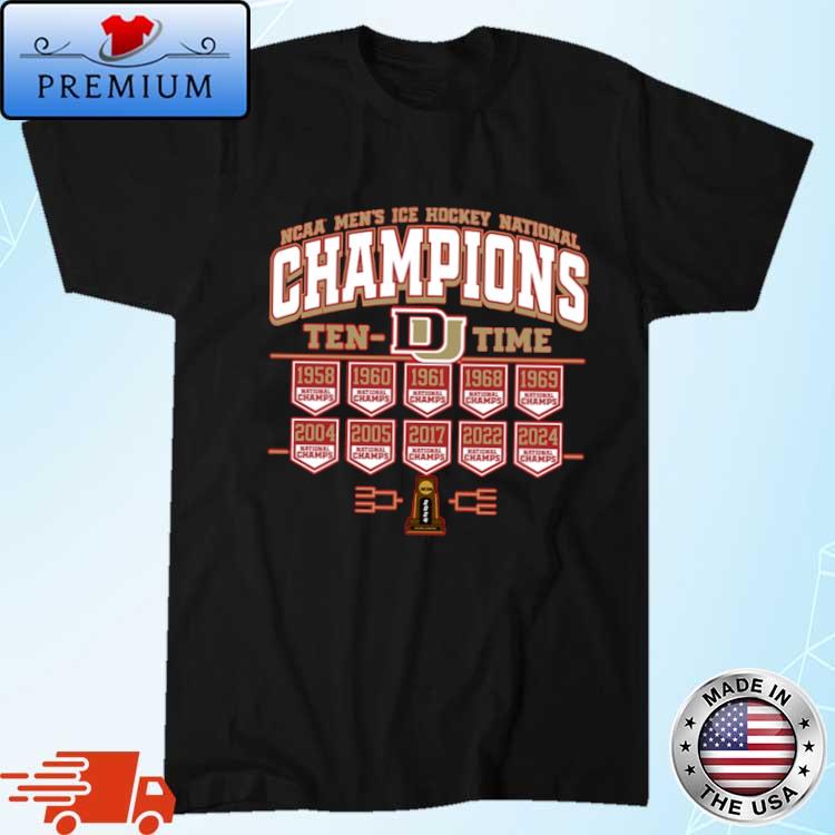 Official denver Pioneers 10-Time NCAA Men's Ice Hockey National Champions Banner Shirt